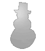 Weiße Wellpappe in Schneemann-Form konturgefräst <br>einseitig 4/0-farbig bedruckt