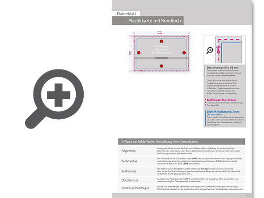 Product Bild halbtransparente_plastikkarte_(gefrostet)_mit_lochung_4_0_farbig_bedruckt