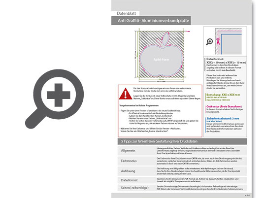 Product Bild aluminiumverbundplatte_mit_anti-graffiti-lack_gl__nzend_in_apfel-form_konturgefr__st___einseitig_4_0-farbig_bedruckt