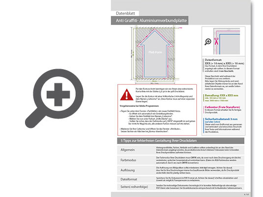 Product Bild aluminiumverbundplatte_mit_anti-graffiti-lack_gl__nzend_in_pfeil-form_konturgefr__st___einseitig_4_0-farbig_bedruckt