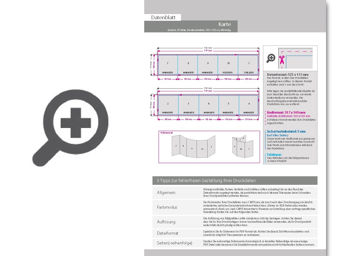 Product Bild geburtstagskarte__gefalzt_auf_quadrat_10_5_cm_x_10_5_cm__vertikaler_sonderwickelfalz__10-seitig