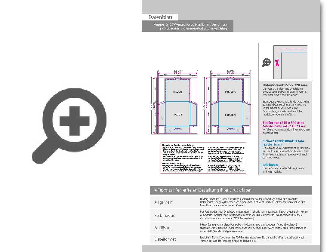 Product Bild mappe_f__r_cd-verpackung_13_5_x_13_5_cm__2-teilig_mit_verschluss__4_4_farbig_(au__en-_und_innenseite_bedruckt)__mit_softfeel-folie_und_partieller_uv-lack-veredelung